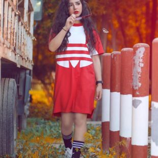 ghrour safar red dress teen girl photo 01
