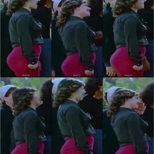 Sexy Huge Girl Ass Wears Red Pants